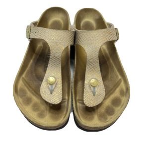 Birkenstock Gizeh Women’s 39 US 8 Tan Python Birko Flor Leather T Strap Sandals